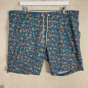 BONOBOS Mens Riviera Navy Sketch Floral Swim Trunks Shorts 9 Inch Inseam Size L